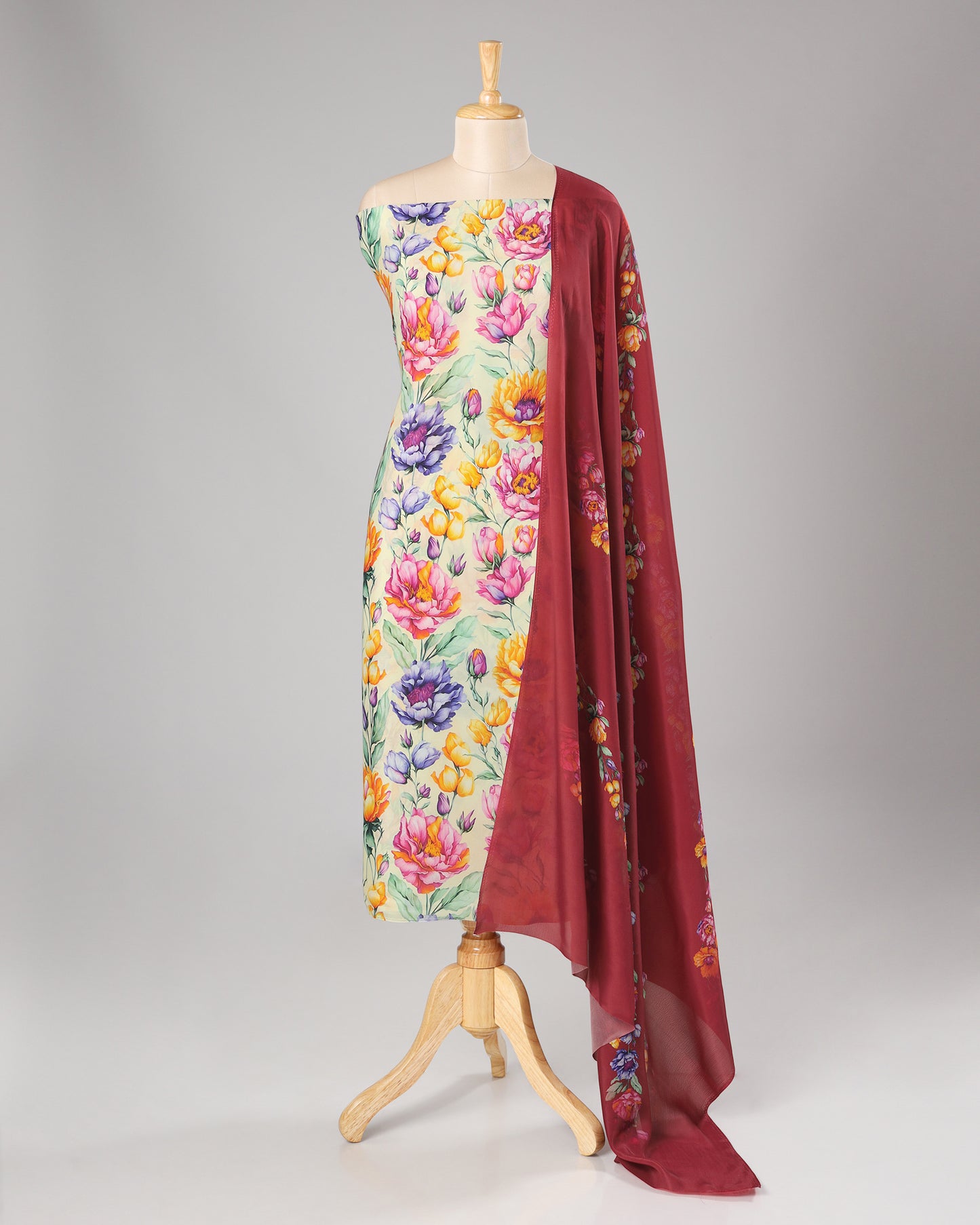 Exclusive 2 Piece Viscose Natural Crepe  Unstiched Suit Set Feturing Kurta Dupatta