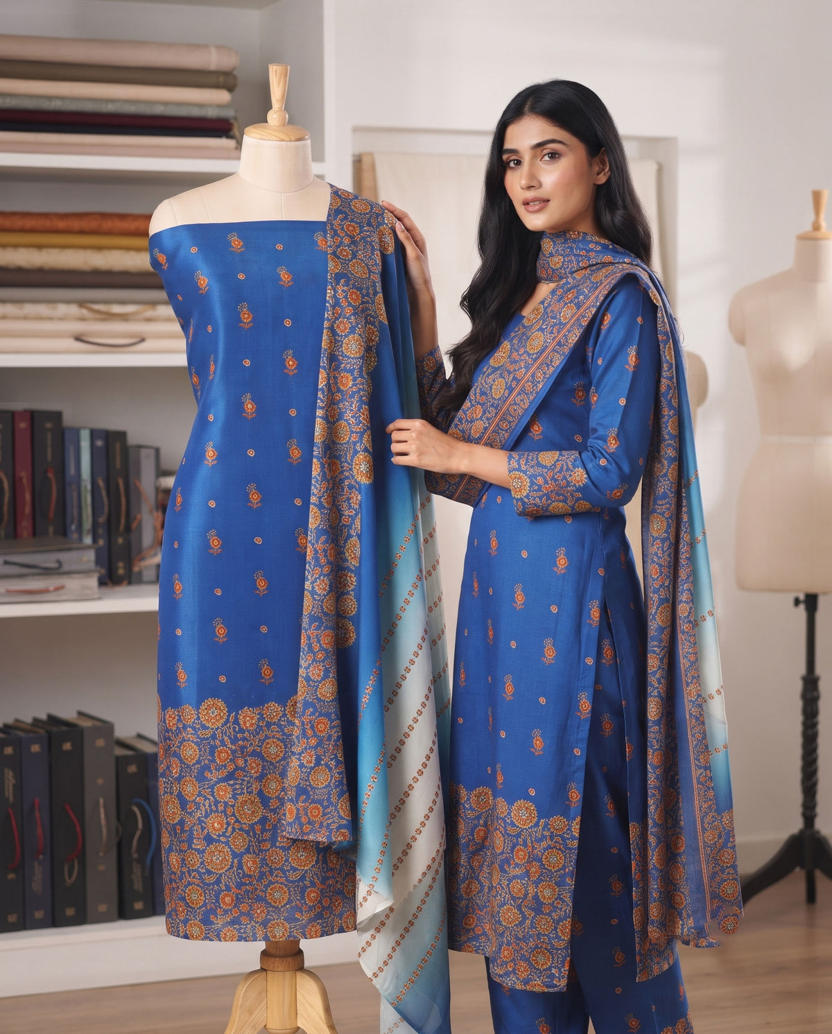 Exclusive 2 Piece Viscose Natural Crepe  Unstiched Suit Set Feturing Kurta Dupatta