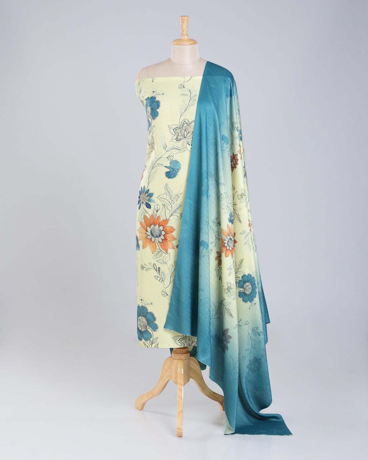 Exclusive 2 Piece Pashmina Unstiched Suit Set Feturing Kurta Dupatta