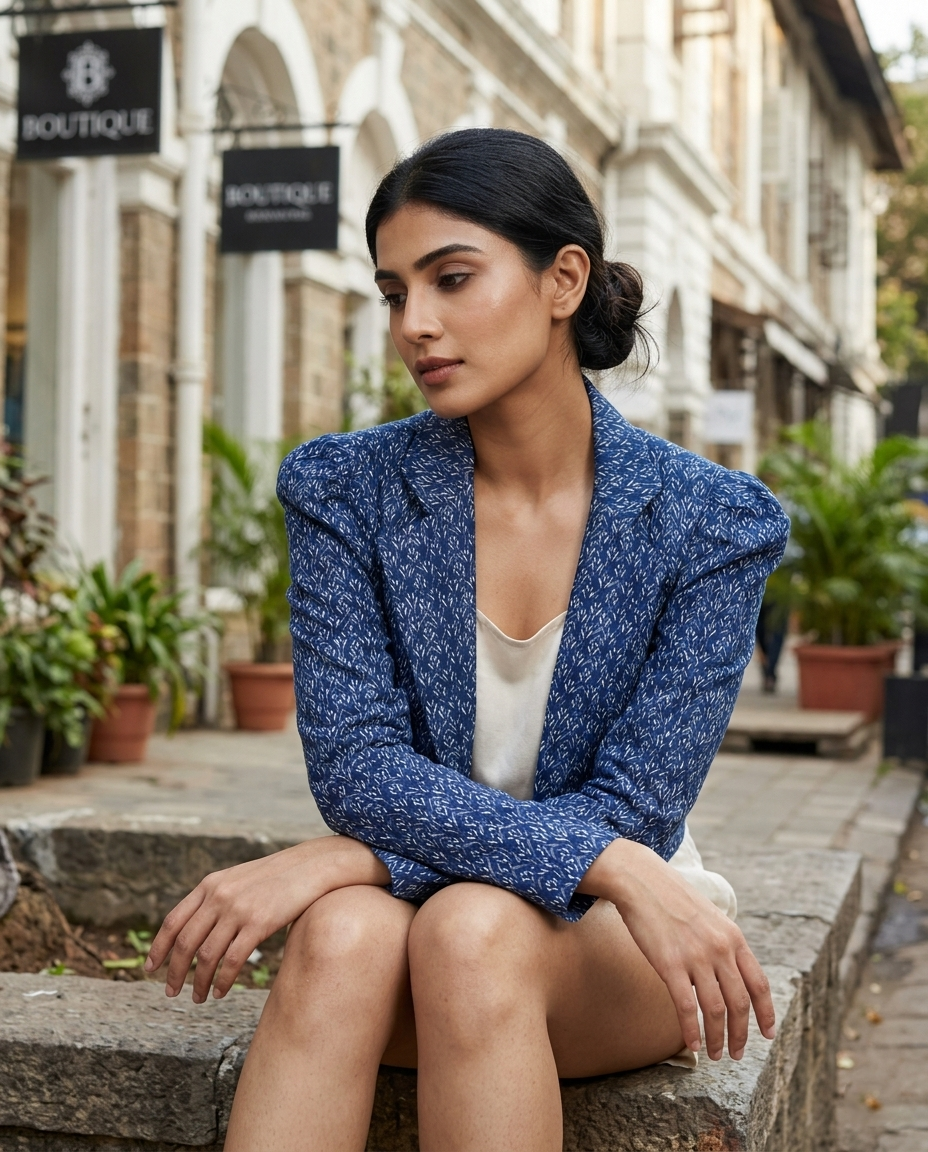 Abstract Puff Sleeve Jacket
