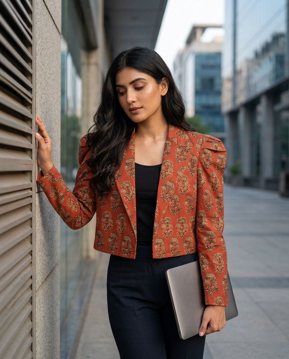 Floral Puff Sleeve Jacket