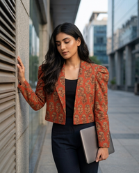 Floral Puff Sleeve Jacket