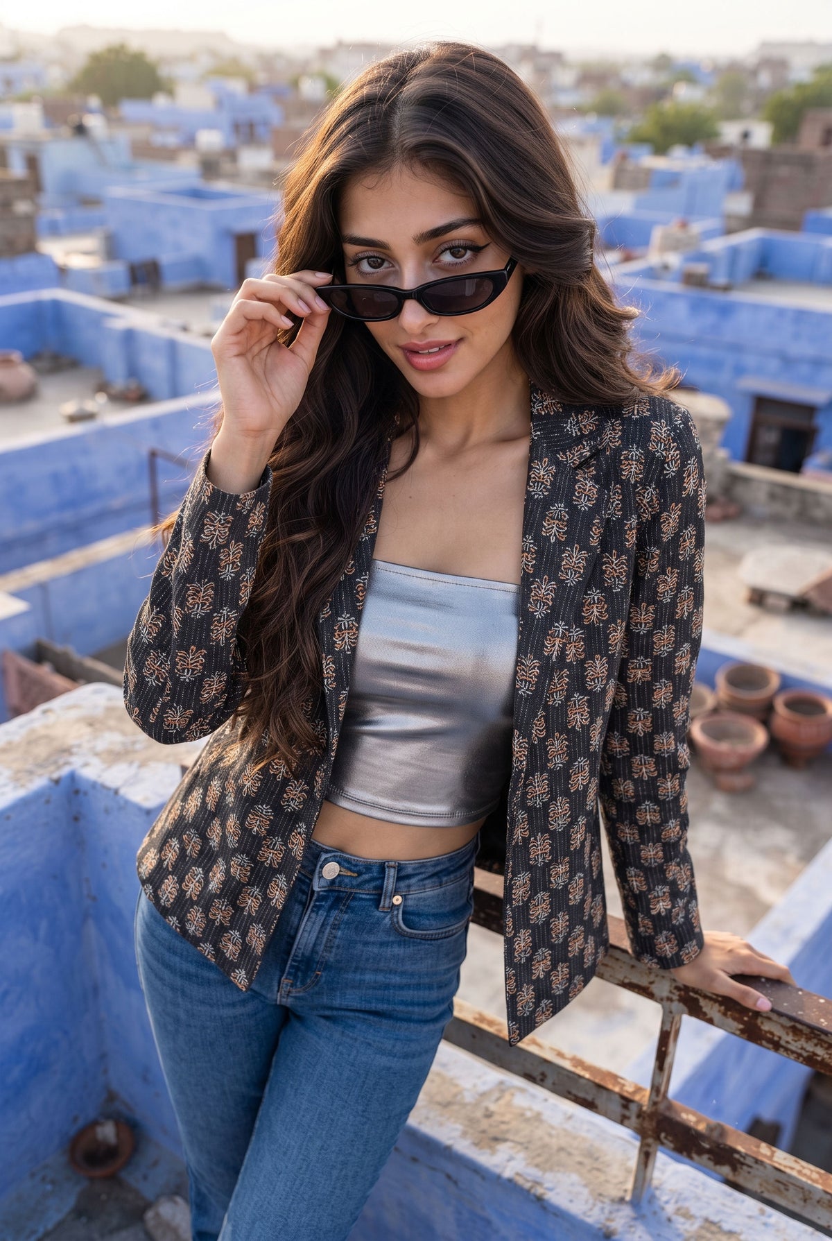 Ajrakh Pattern Notch Lapel Jacket