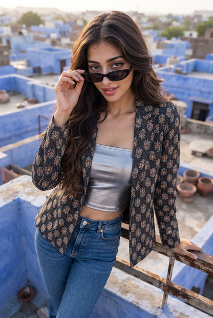 Ajrakh Pattern Notch Lapel Jacket