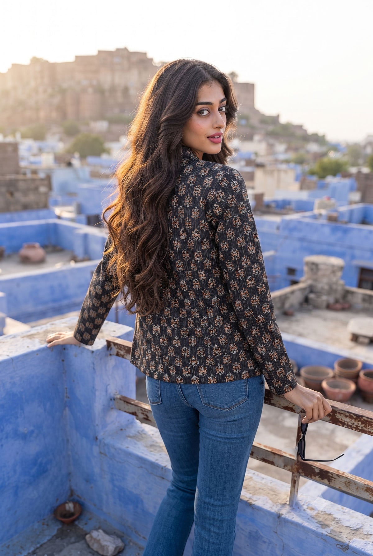 Ajrakh Pattern Notch Lapel Jacket