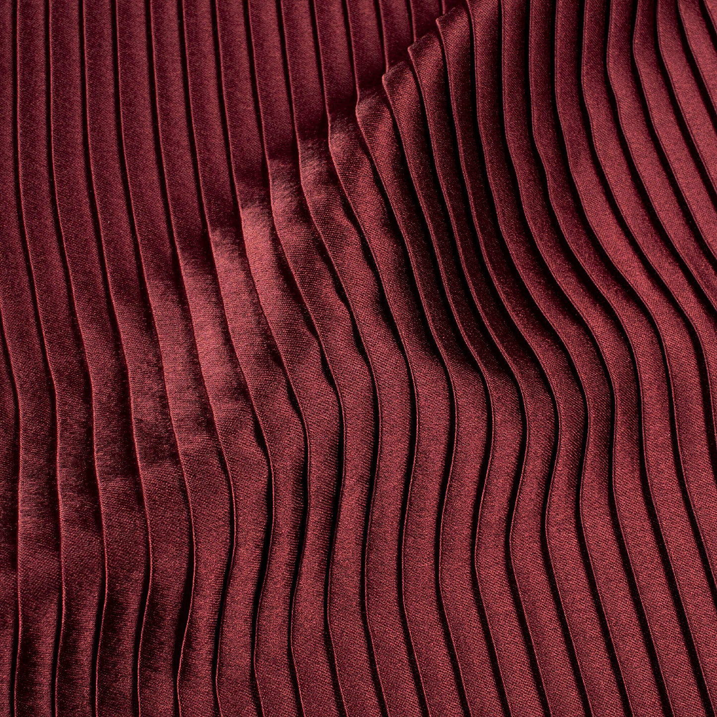 Maroon Plain Japan Satin Pleated Fabric
