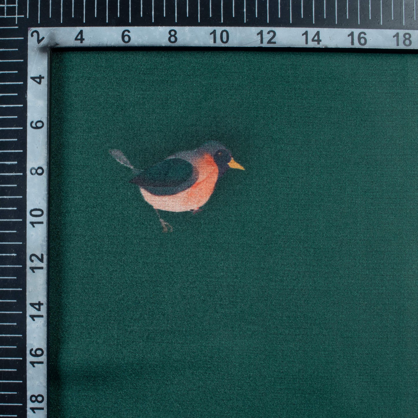 Green And Red Bird Pattern Digital Print Japan Satin Fabric