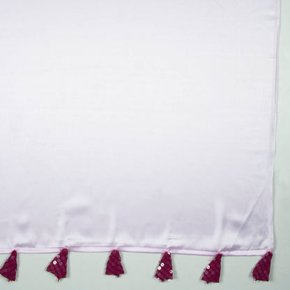 Lace Pink Plain Japan Satin With Tassels Border Saree