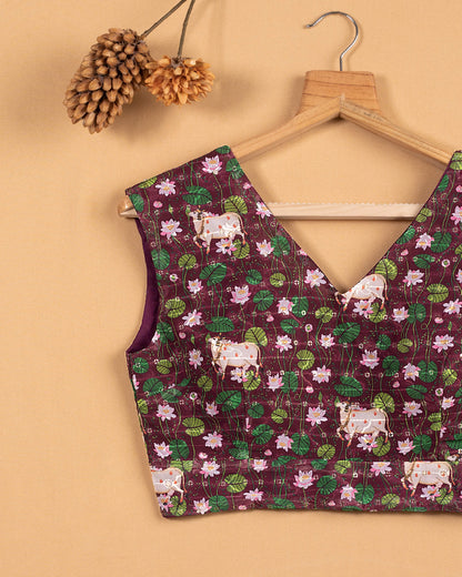 Floral Printed Embroidery V-Neck Blouse