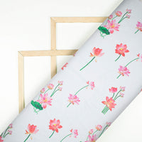 Kinjal's Choice White And Pink Floral Pattern Digital Print Georgette Fabric
