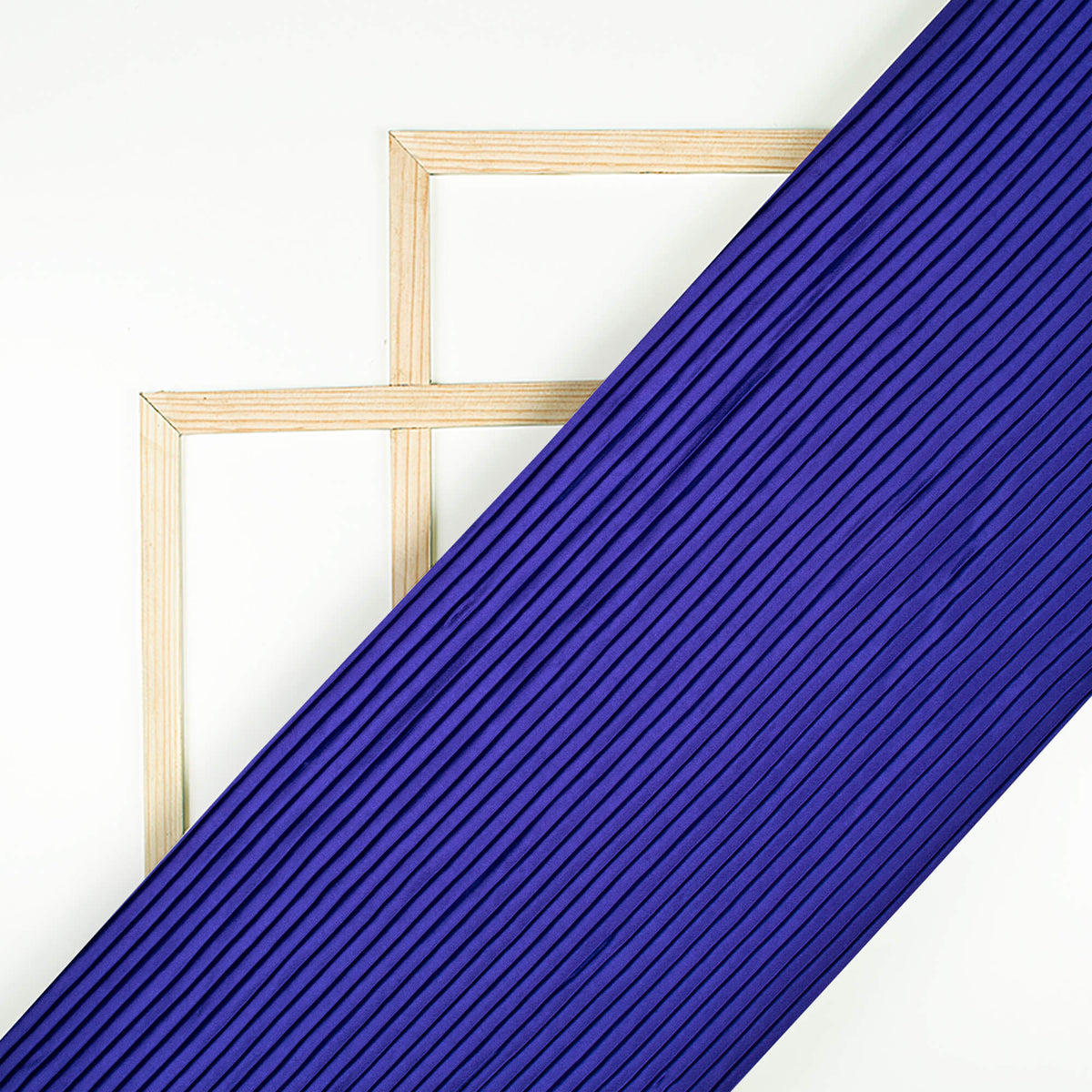 Royal Blue Plain Japan Satin Pleated Fabric