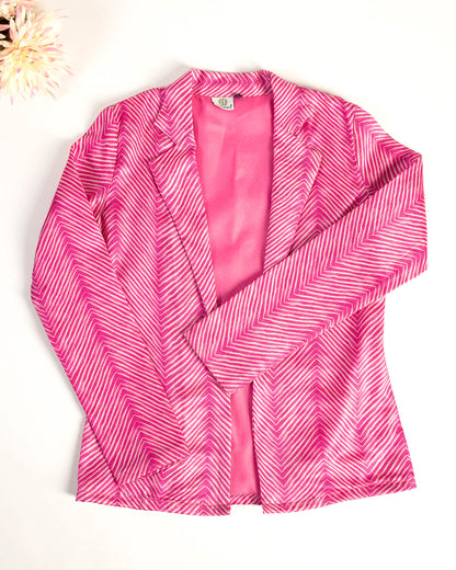 Pink Chevron Notch Lapel Jacket