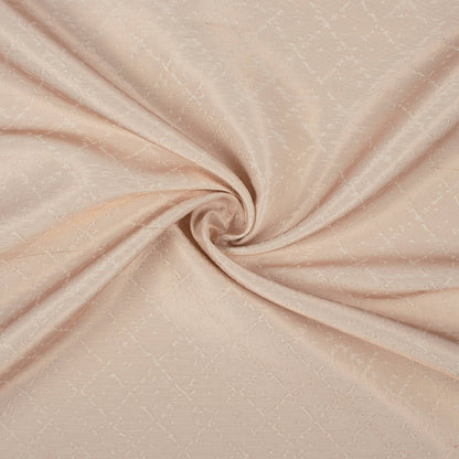 Oat Beige Checks Pattern Plain Zari Jacquard Fabric (Width 54 Inches)