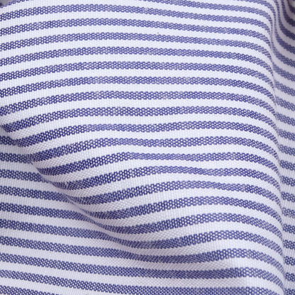 Navy Blue And White Stripes Pattern Yarn Dyed Exclusive Shirting Fabric (Width 58 Inches)