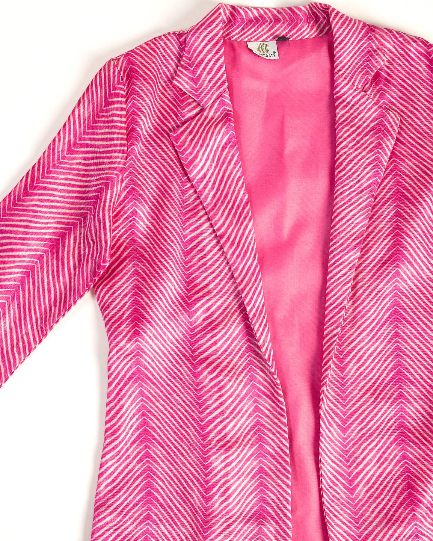 Pink Chevron Notch Lapel Jacket