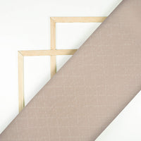 Oat Beige Checks Pattern Plain Zari Jacquard Fabric (Width 54 Inches)