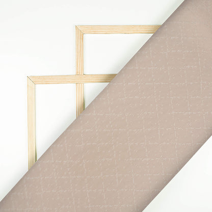 Oat Beige Checks Pattern Plain Zari Jacquard Fabric (Width 54 Inches)