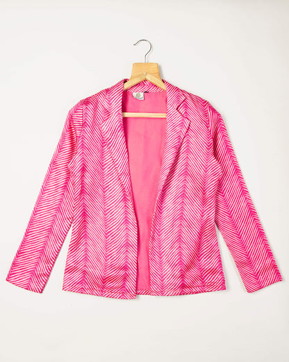 Pink Chevron Notch Lapel Jacket