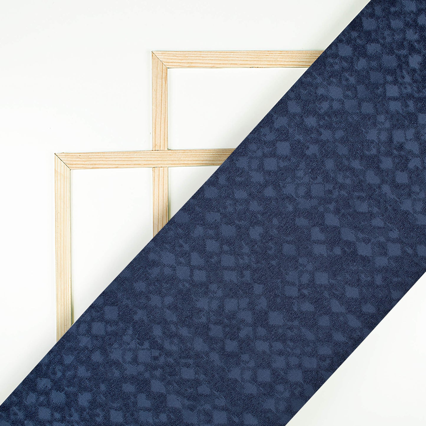 Navy Blue Plain Jacquard Fabric (Width 56 Inches)