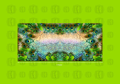 Grass Green Peacock Feather Pattern Unstitched Georgette Kaftan