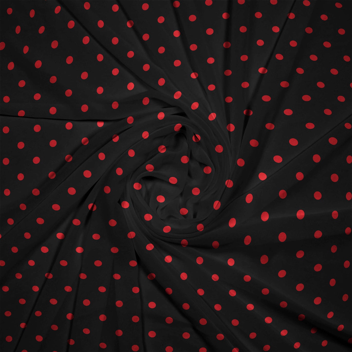 Sravani's Choice Black And Red Polka Dots Pattern Digital Print Chiffon Saree