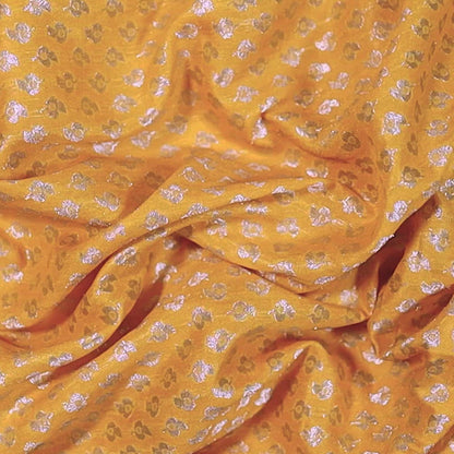 Yellow Booti Pattern Zari Jacquard Banarasi Taffeta Silk Fabric
