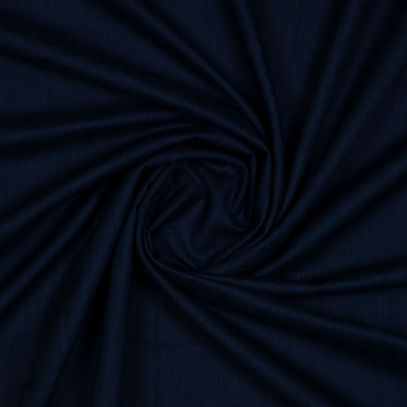 Navy Blue Plain Rayon Slub Fabric - Fabcurate