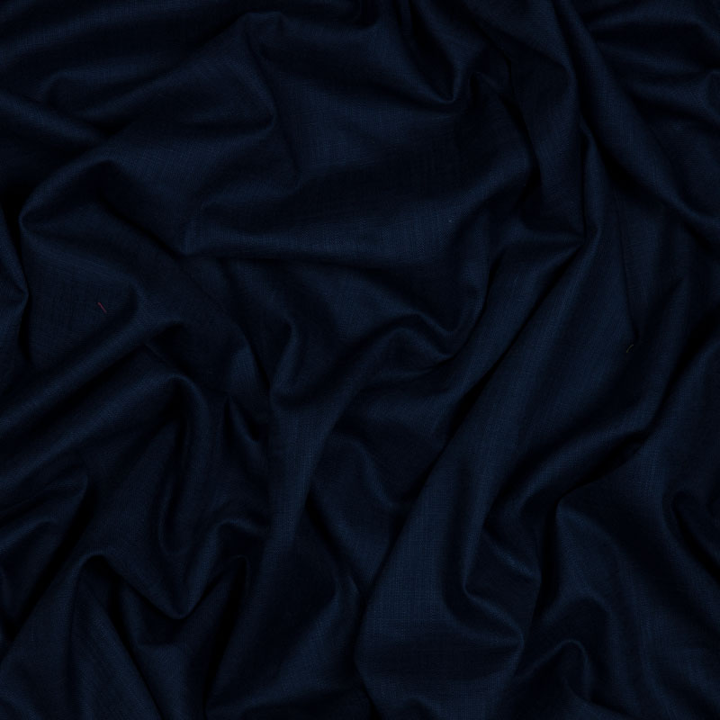 Navy Blue Plain Rayon Slub Fabric - Fabcurate