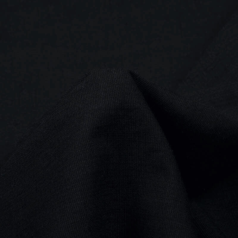 Black Plain Rayon Slub Lycra Fabric - Fabcurate