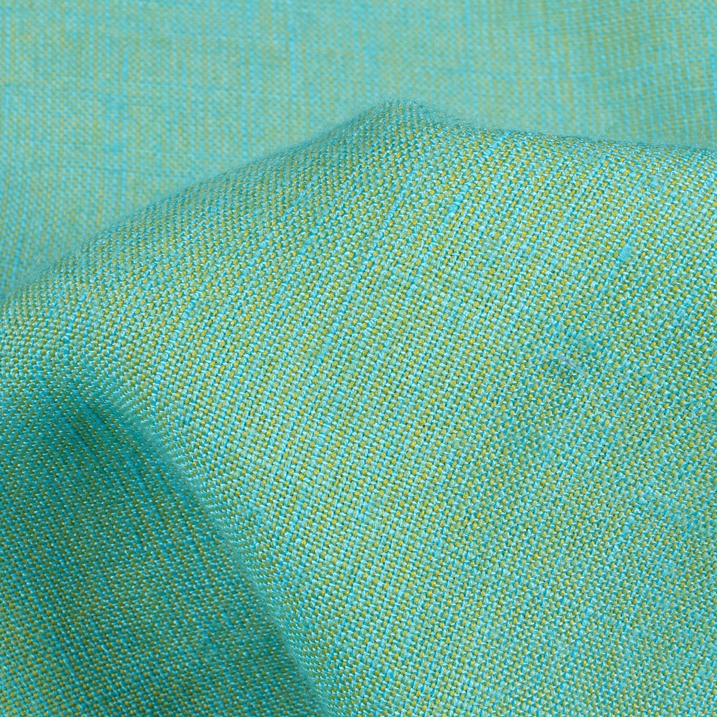 Olive And Sky Weaved Dual Tone Plain Rayon Slub Fabric