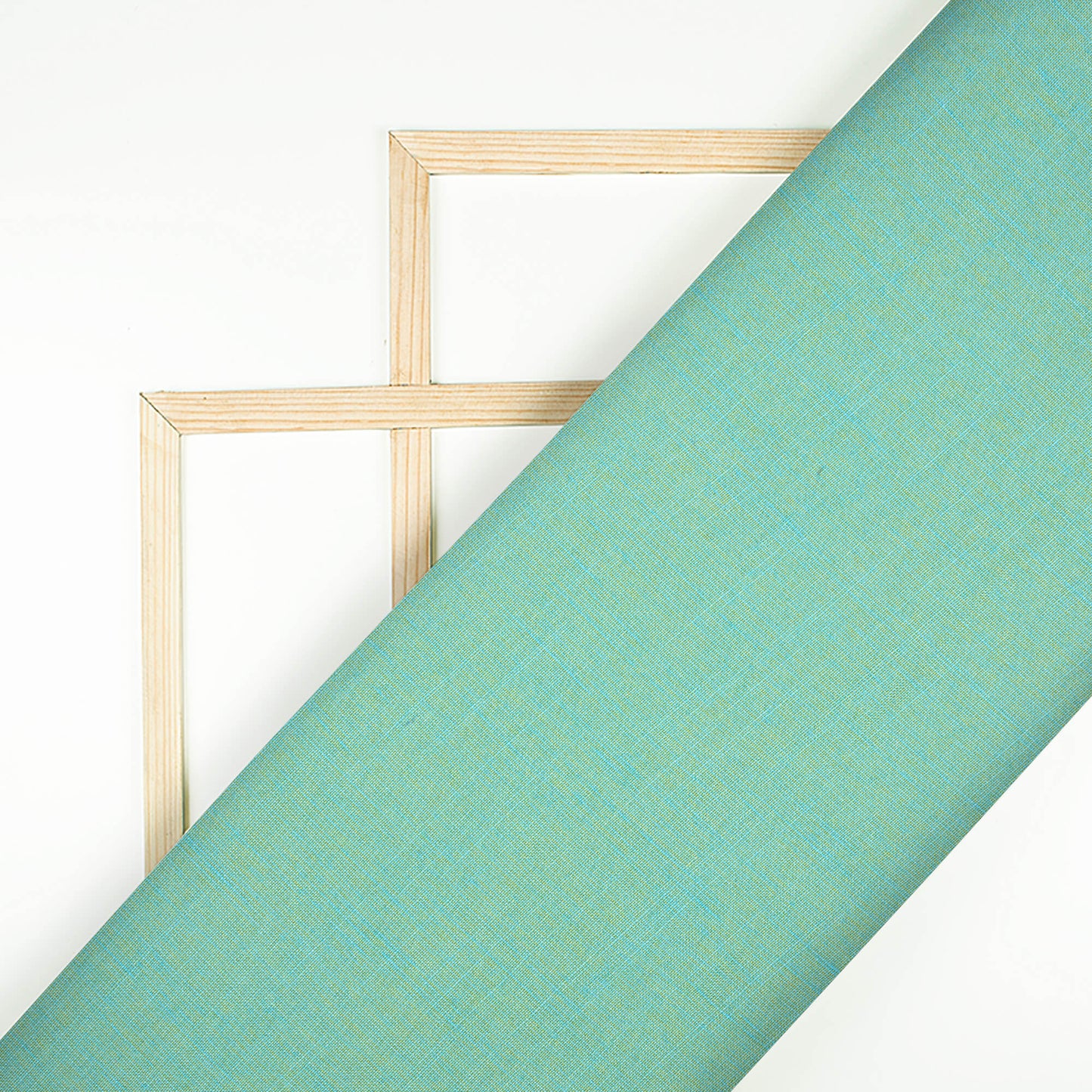 Olive And Sky Weaved Dual Tone Plain Rayon Slub Fabric