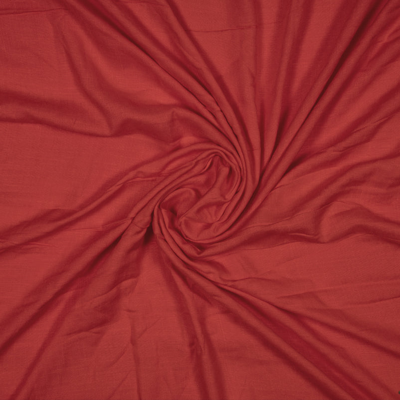 Crimson Red Plain Rayon Slub Fabric - Fabcurate