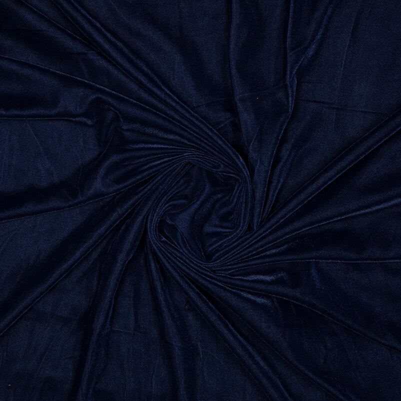 Navy Blue Plain Export Quality Micro Velvet Fabric - Fabcurate