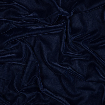 Navy Blue Plain Export Quality Micro Velvet Fabric - Fabcurate