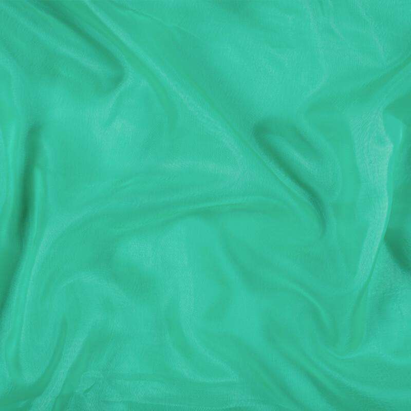 Sea Green Plain Premium Organza Silk Fabric - Fabcurate