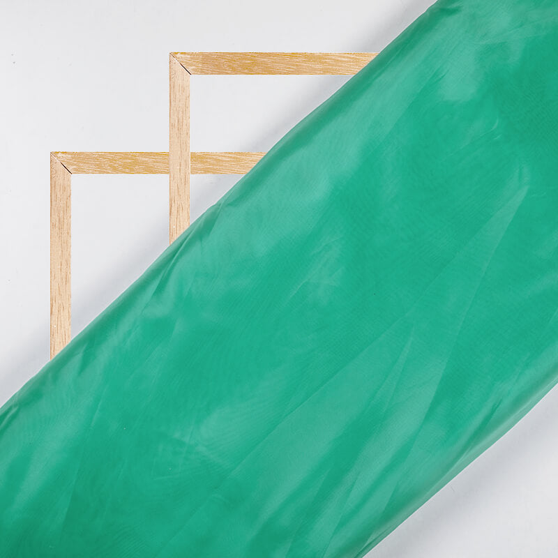 Sea Green Plain Premium Organza Silk Fabric - Fabcurate