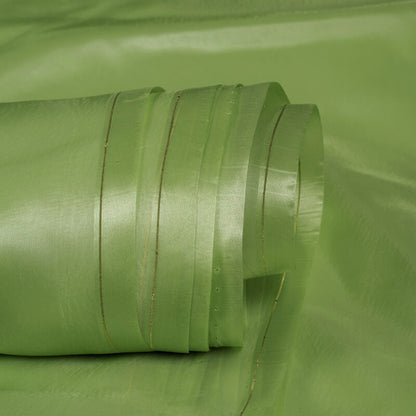 Dark Parrot Green Plain Premium Organza Silk Fabric - Fabcurate