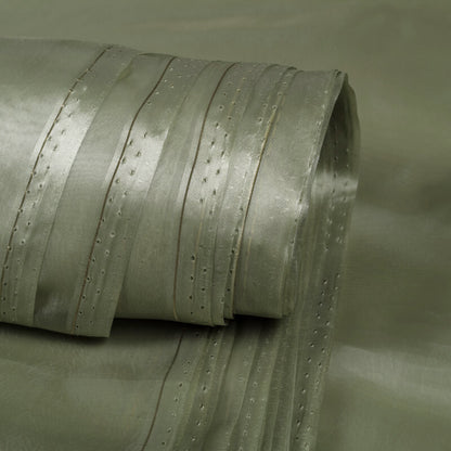 Grey Green Plain Premium Organza Silk Fabric - Fabcurate