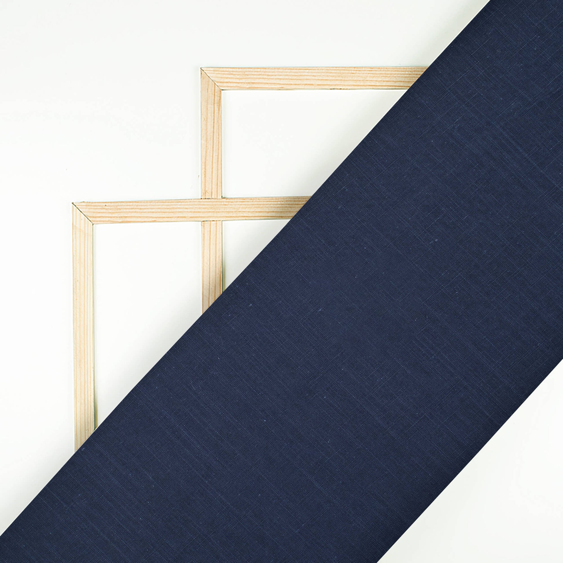 Navy Blue Plain Cotton Slub Fabric - Fabcurate