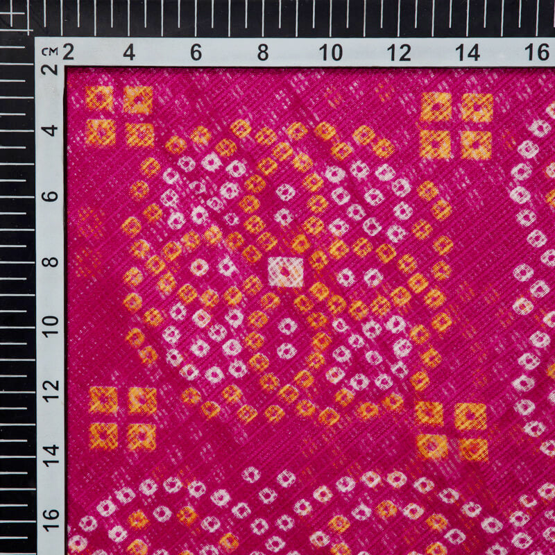 Dark Pink Bandhani Pattern Kota Doria Fabric - Fabcurate