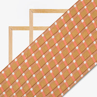 Peanut Brown And Watermelon Pink Leheriya Screen Print Cotton Fabric - Fabcurate
