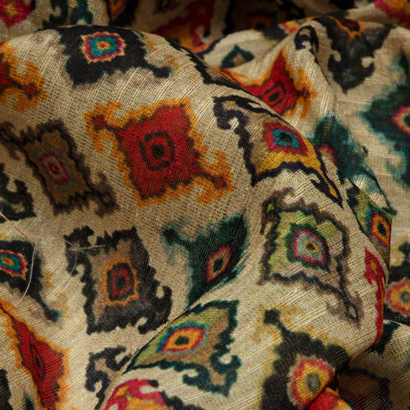 Trendy Ethnic Print On Mulburry Fabric