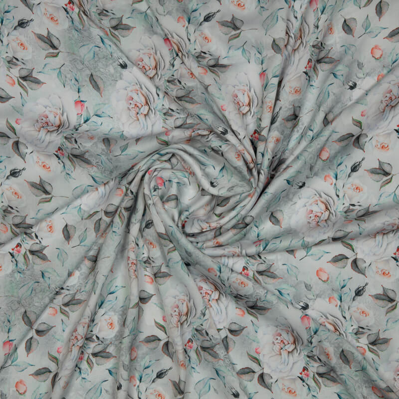 Silky Cotton Satin With Floral Print