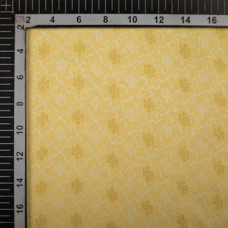 (Pre-Cut 2 Meter) Beige Chevron Pattern Digital Print Premium Organza Fabric