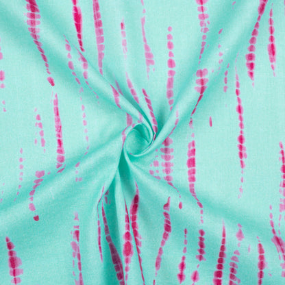 Sky Blue And Dark Pink Shiiborii Pattern Digital Print Cotton Cambric Fabric