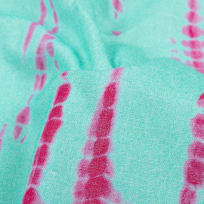Sky Blue And Dark Pink Shiiborii Pattern Digital Print Cotton Cambric Fabric