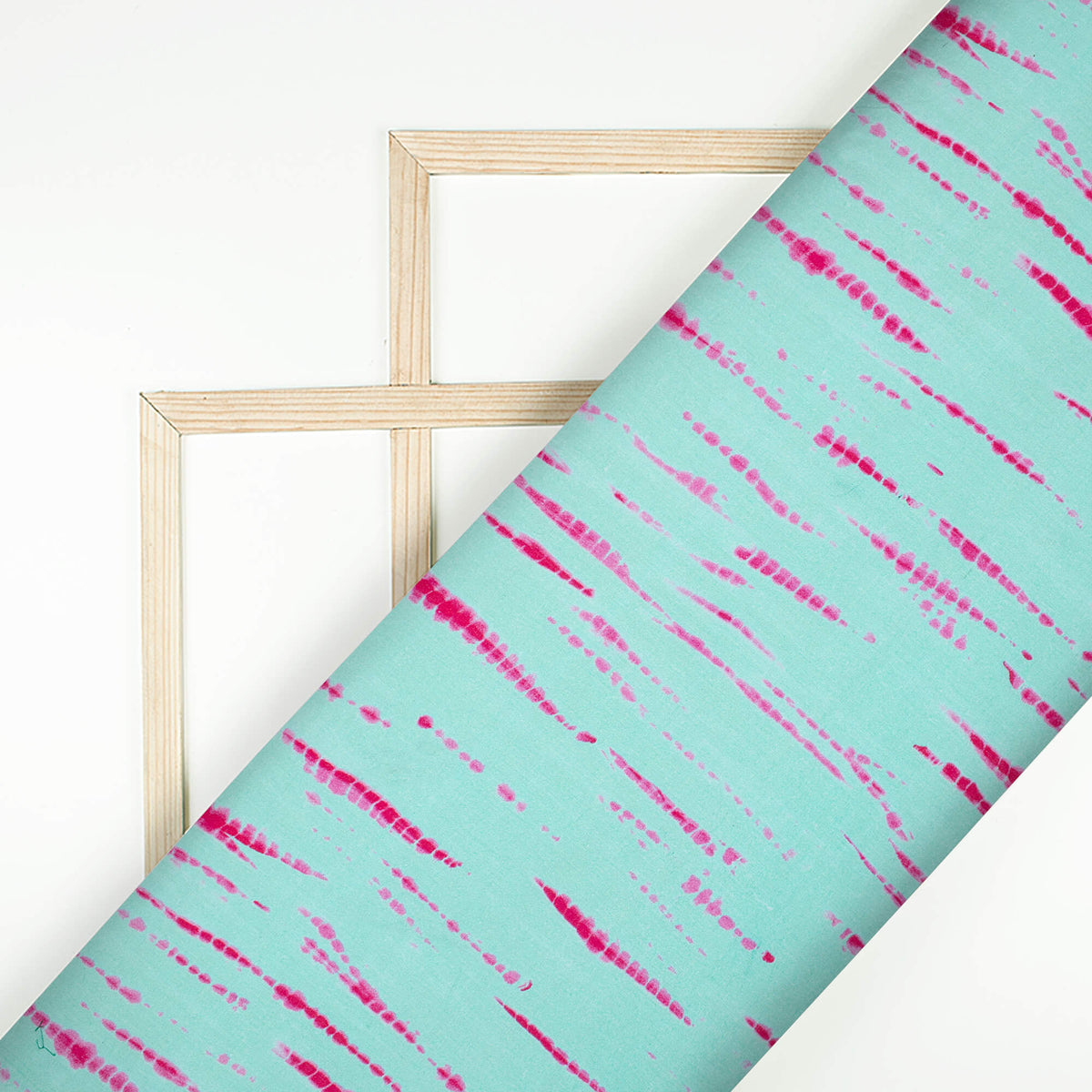 Sky Blue And Dark Pink Shibori Pattern Digital Print Cotton Cambric Fabric