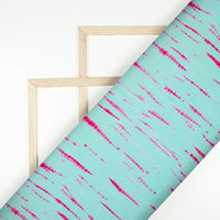 Sky Blue And Dark Pink Shiiborii Pattern Digital Print Cotton Cambric Fabric