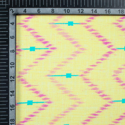 Pastel Yellow And Purple Chevron Pattern Digital Print Cotton Cambric Fabric