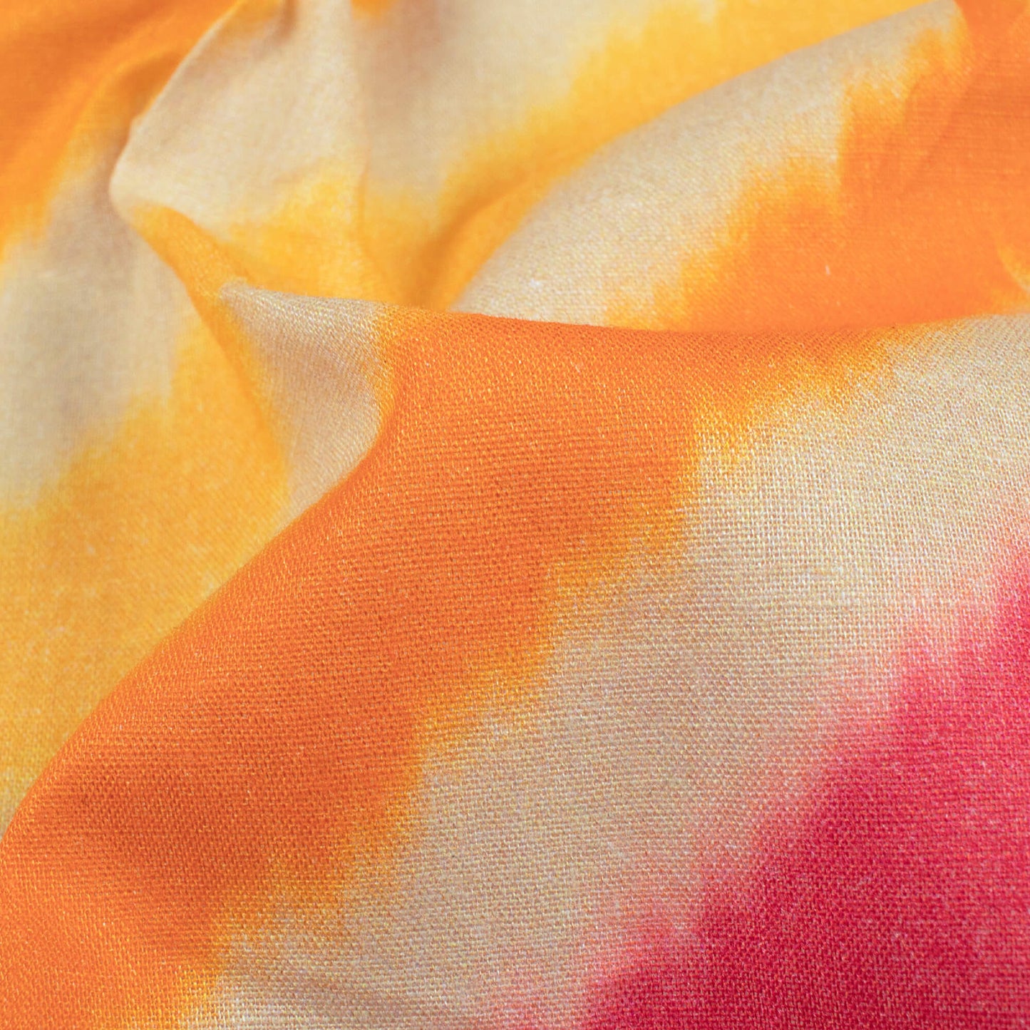 Punch Pink And Sandstone Orange Chevron Pattern Digital Print Cotton Cambric Fabric